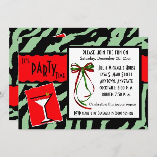 Rot-Grün-Tiger-Feierlichkeiten zur Feier der Feier Einladung (Vorne/Hinten)