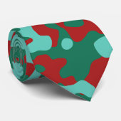 Rot, Grün und Aquamarines Camouflage-Muster Krawatte (Gerollt)