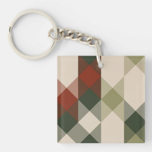 rot grün und beige geometrisch schlüsselanhänger