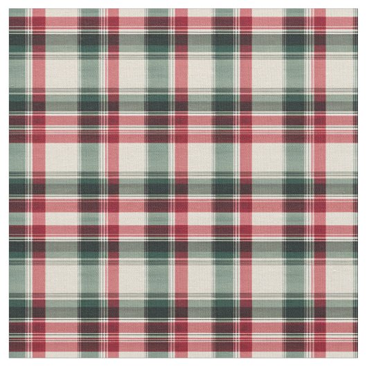 Rot, Grün und Beige Kariert Stoff (Nahaufnahme)