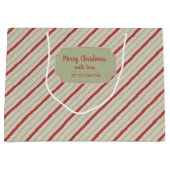 Rot, Grün und Beige Streifen Große Geschenktasche Große Geschenktüte (Vorderseite)