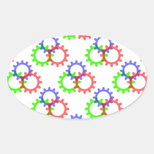 Rot, Grün und Blau Ovaler Aufkleber (Vorderseite)