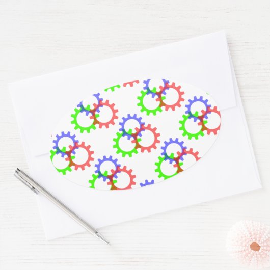 Rot, Grün und Blau Ovaler Aufkleber (Umschlag)