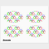 Rot, Grün und Blau Ovaler Aufkleber (Blatt)