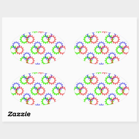 Rot, Grün und Blau Ovaler Aufkleber (Blatt)