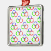 Rot, Grün und Blau Silbernes Ornament (Links)