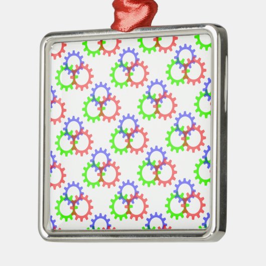 Rot, Grün und Blau Silbernes Ornament (Links)