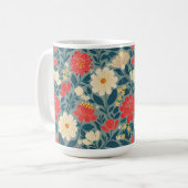 Rot, Grün und Creme Chinoiserie Kaffeetasse (Vorderseite Links)