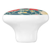 Rot, Grün und Creme Chinoiserie Keramikknauf (Seitenansicht)