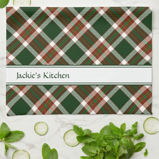 Rot, Grün und Creme Kariert Geschirrtuch (Gefaltet)