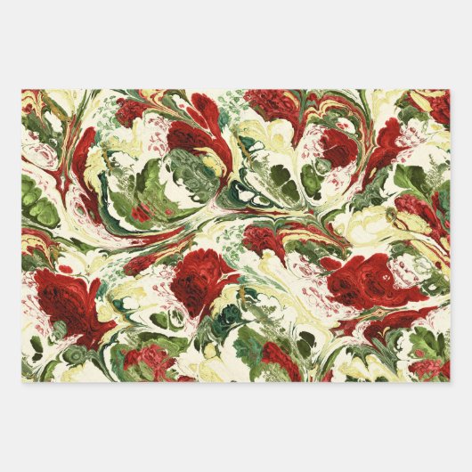 Rot-Grün-und Creme-Künstlerische Wirbel Geschenkpapier Set (Vorderseite)