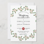 Rot, Grün und Gold Winter| Hochzeit Einladung (Vorderseite)
