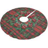 Rot Grün und Kraut Kariert Polyester Weihnachtsbaumdecke (Schrägansicht)