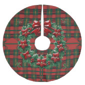 Rot Grün und Kraut Kariert Polyester Weihnachtsbaumdecke (Vorderseite)