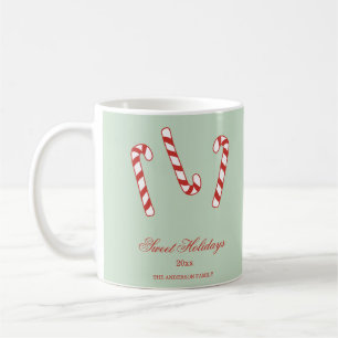 Rot, Grün und Weiß Candy Cane Weihnachtsmuster  Kaffeetasse
