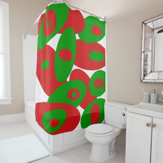 Rot, Grün und Weiß Duschvorhang (Beispiel)