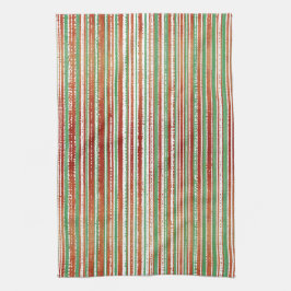 Rot, Grün und Weiß gestreiftes Muster Geschirrtuch