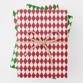 Rot, Grün und Weiß Harlequin Geschenkpapier Set (Beispiel)