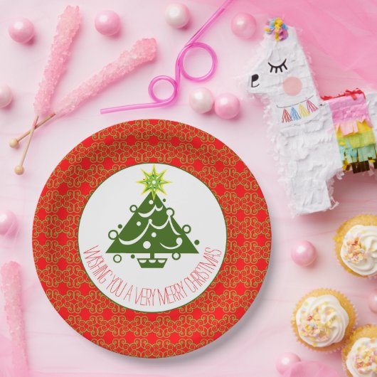 Rot grün und weiß pappteller (Party)