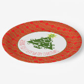 Rot grün und weiß pappteller (Schrägansicht)