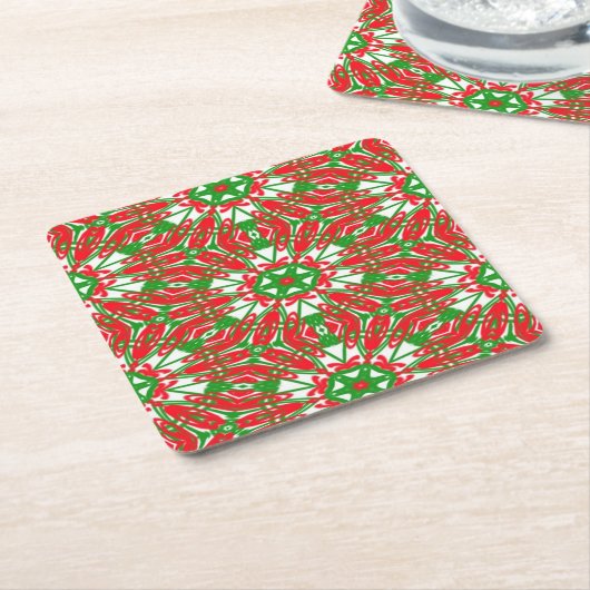 Rot, Grün und Weiß Rechteckiger Pappuntersetzer (angewinkelt)