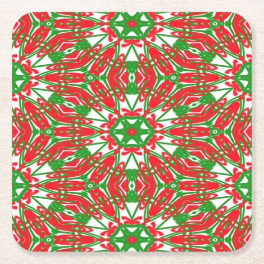 Rot, Grün und Weiß Rechteckiger Pappuntersetzer (Vorderseite)