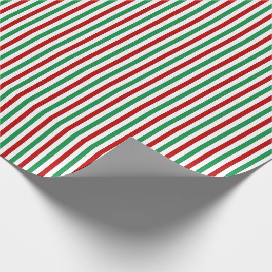 Rot, grün und Weiß Stripes | Weihnachten Geschenkpapier (Ecke)