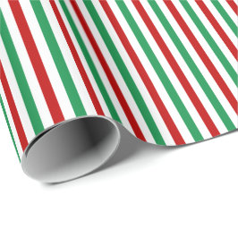 Rot, grün und Weiß Stripes | Weihnachten Geschenkpapier