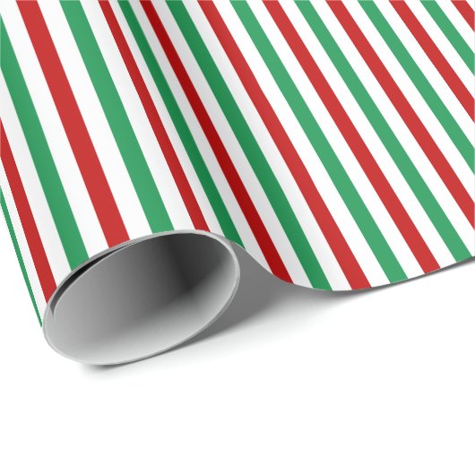 Rot, grün und Weiß Stripes | Weihnachten Geschenkpapier (Rolleneckpunkt)