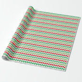Rot Grün und Weiß Zickzack Geschenkpapier (Ungerollt)
