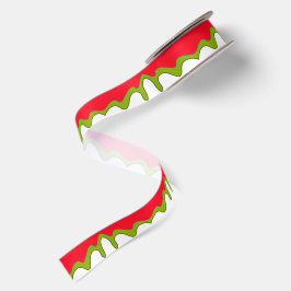 Rot Grün und Weißes Weihnachten Satinband