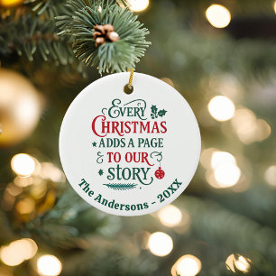 Rot grün unsere Geschichte Typografie Weihnachten Keramik Ornament