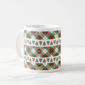 Rot Grün Vintage-Weihnachtsbaum Karomuster Kaffeetasse (Vorderseite Links)