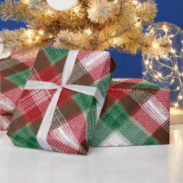 Rot Grün Weihnachten Schnee Karo Muster Geschenkpapier