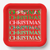 Rot Grün Weihnachten Typografie Retro Pappteller (Vorderseite)