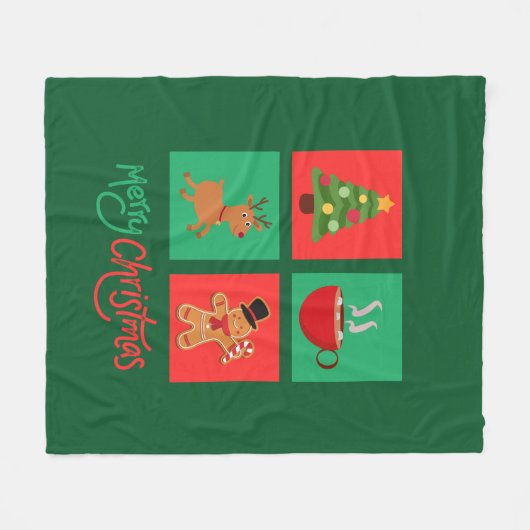 Rot-Grün-Weihnachtsdesign Fleecedecke (Vorderseite (Horizontal))
