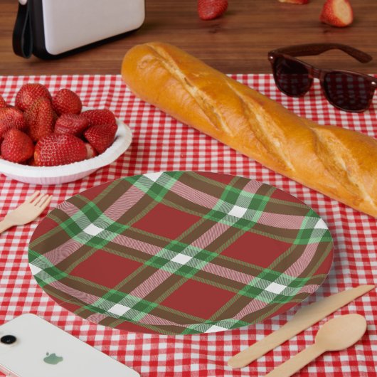 Rot Grün Weiß Cool Red Lumberjack Karomuster Pappteller (Picknick)