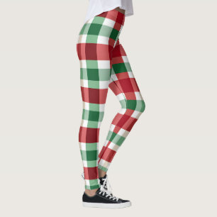 Rot Grün Weiß Kariert Fröhlich Leggings