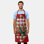Rot Grün Weiß Karo-Weihnachts-Cupcakes Schürze (Getragen)