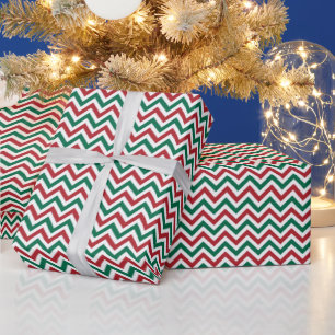 Rot Grün Weiß Moderne Zick-Zack-Weihnachten Geschenkpapier