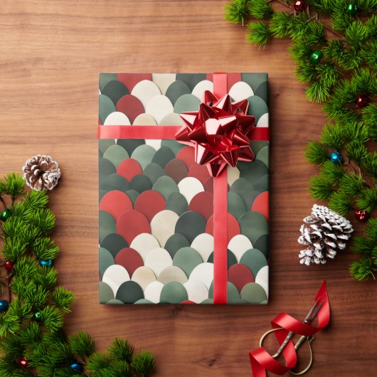 Rot-Grün-Weiß-Muschel Geschenkpapier (Feiertagsgeschenk)