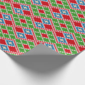 Rot-Grün-Weiß und blau-gestrickt Nordic Geschenkpapier (Ecke)