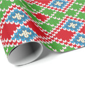 Rot-Grün-Weiß und blau-gestrickt Nordic Geschenkpapier (Rolleneckpunkt)