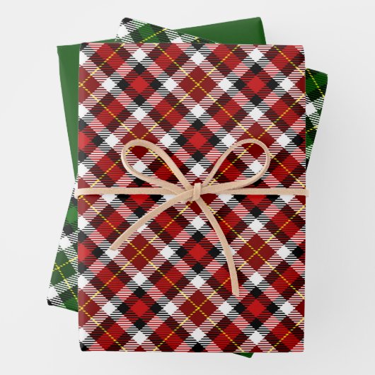 Rot-Grün-Weiß und Schwarz-Kariert Geschenkpapier Set (Beispiel)