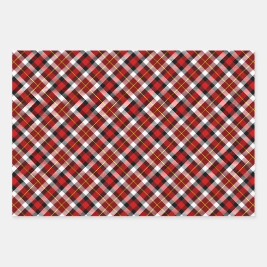 Rot-Grün-Weiß und Schwarz-Kariert Geschenkpapier Set (Vorderseite)