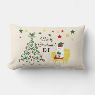Rot Grün Weißer Teddybär Vintage Frohe Weihnachten Lendenkissen