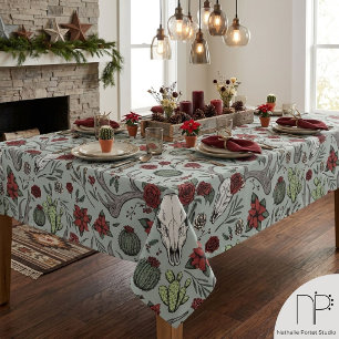 Rot & Grün Western-Weihnachtsgeweih-Tischdecke Tischdecke