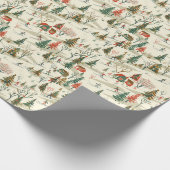 Rot-Grün-Winter-Schneewaldmuster Geschenkpapier (Ecke)