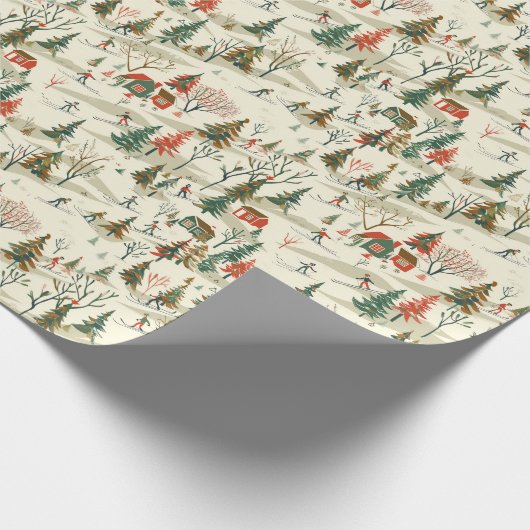 Rot-Grün-Winter-Schneewaldmuster Geschenkpapier (Ecke)