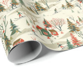 Rot-Grün-Winter-Schneewaldmuster Geschenkpapier (Rolleneckpunkt)